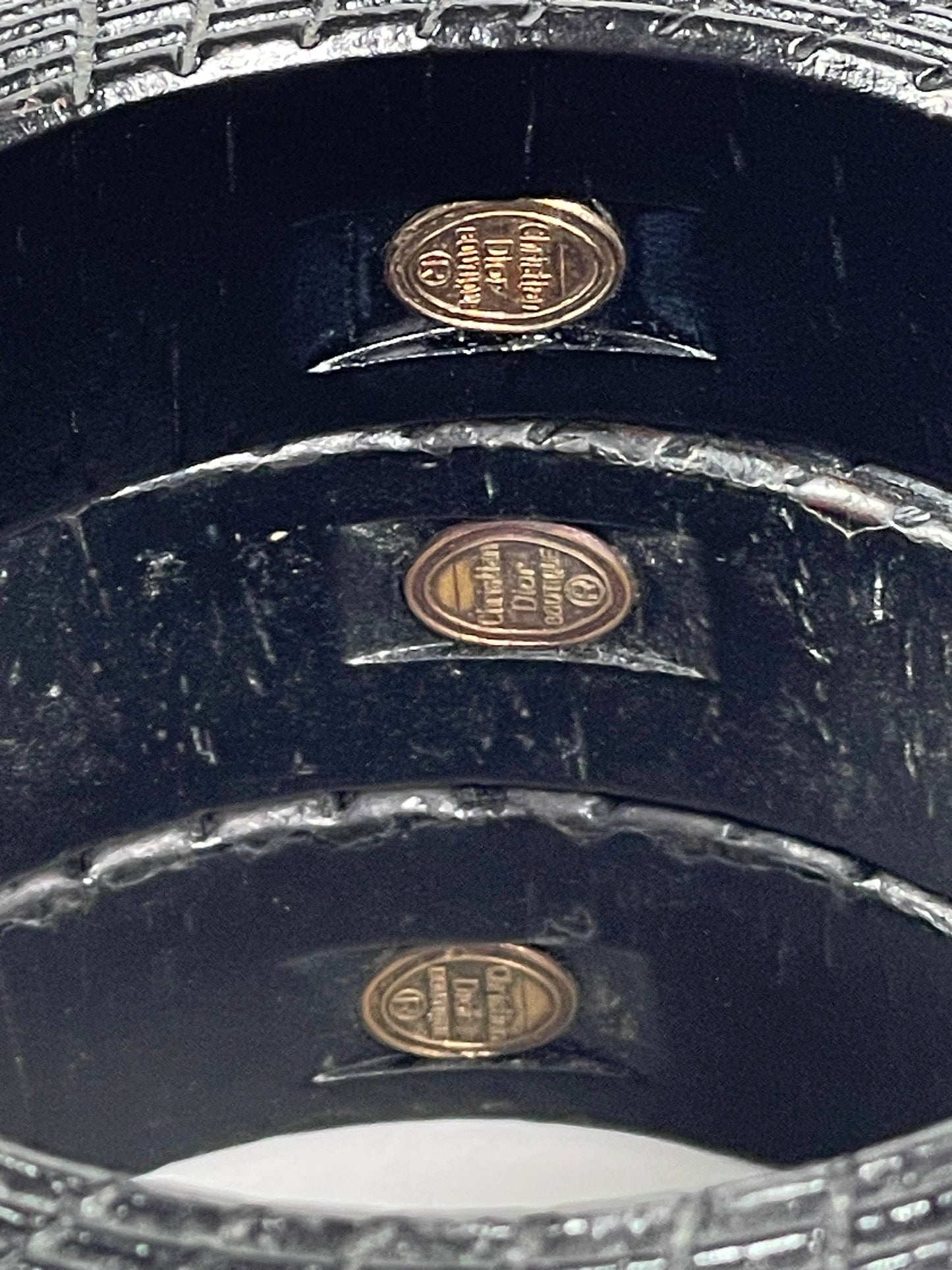 F/W 1999 Christian Dior by John Galliano Runway 3 Brown Wood Tribal Engraved Cuff Bracelets