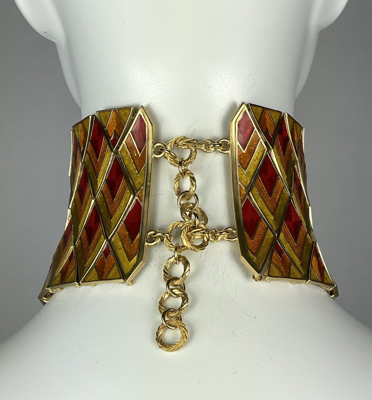 F/W 1998 Christian Dior by John Galliano Haute Couture Runway Wide Gold Choker Necklace & Earrings Set