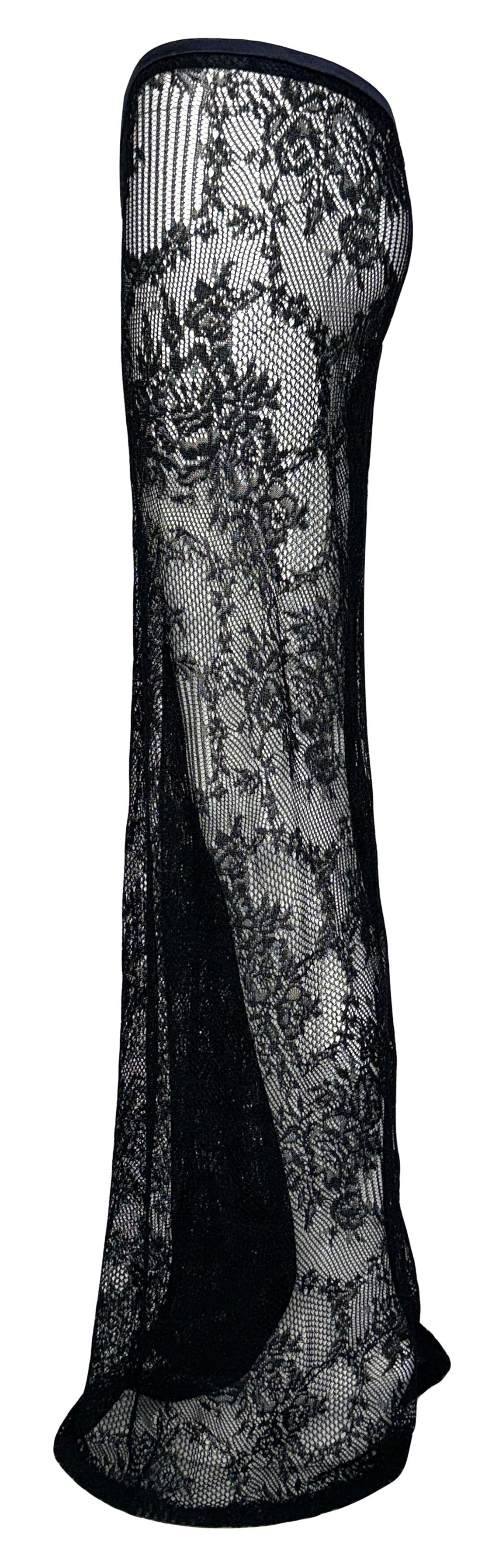 Vintage 1998 Christian Dior by John Galliano Sheer Black Lace & Fishnet Wide Leg Pants