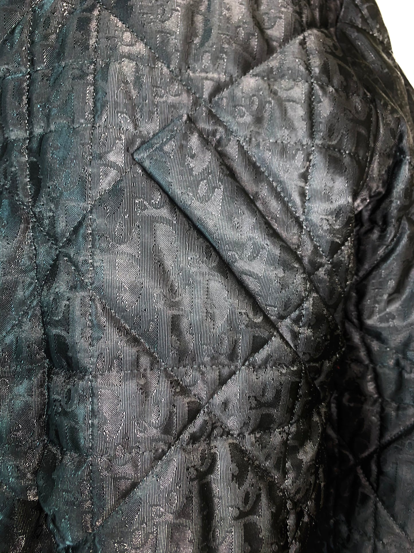 F/W 1998 Christian Dior x John Galliano Black Logo Monogram Trotter Puffer Jacket w Fox Fur M