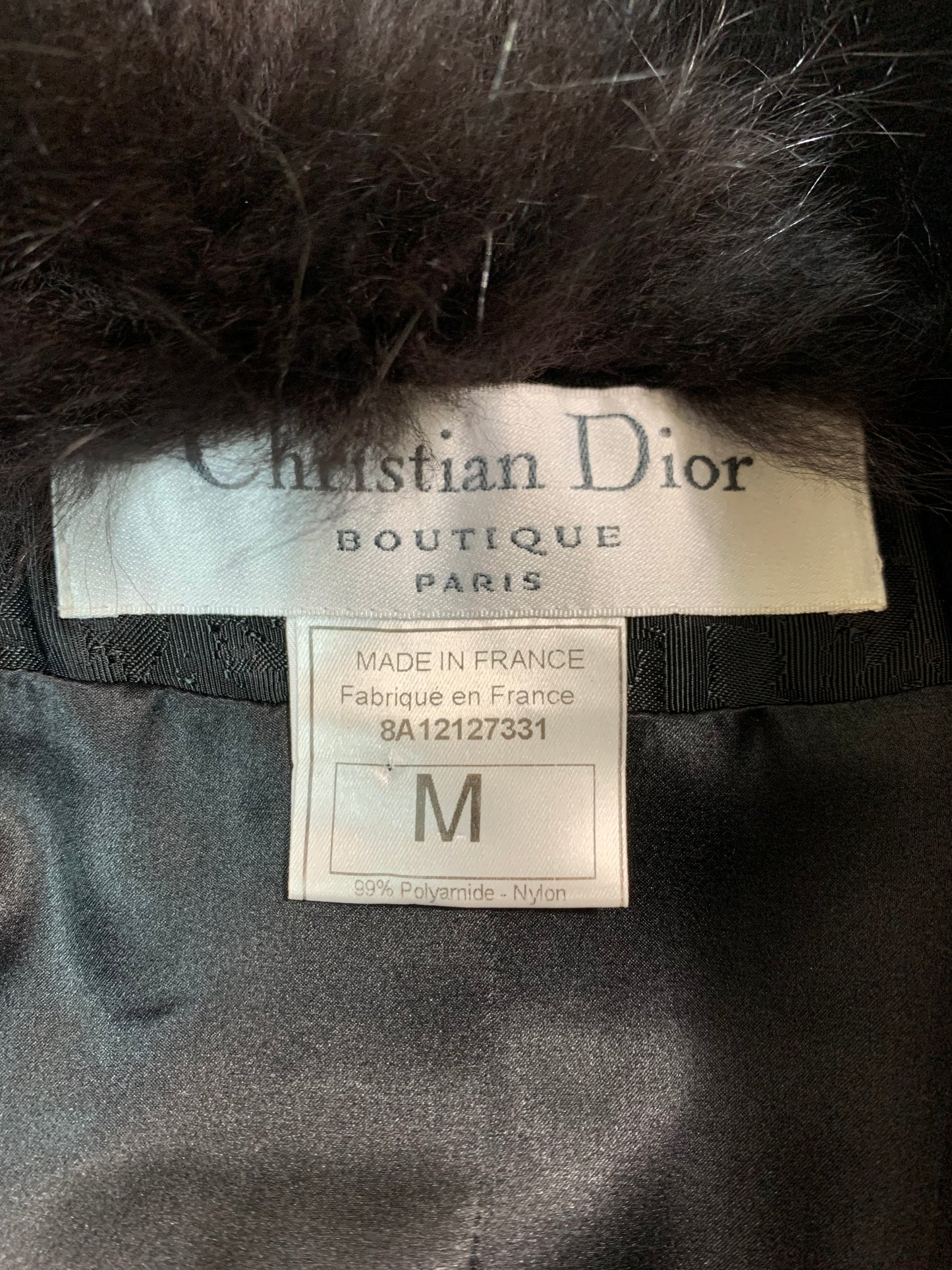 F/W 1998 Christian Dior by John Galliano Black Logo Monogram Fitted Puffer Coat Jacket w Fox Fur Collar