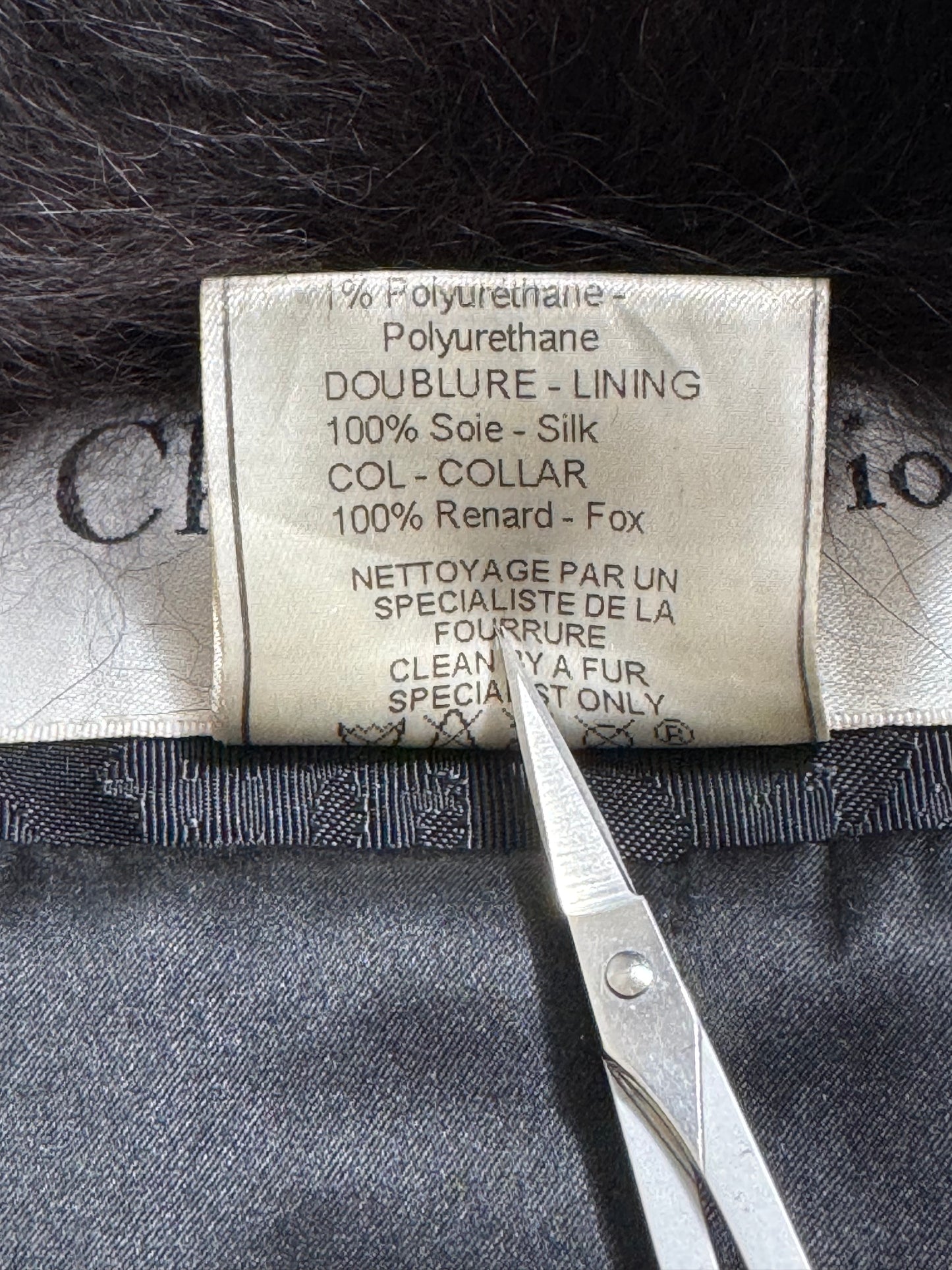 F/W 1998 Christian Dior x John Galliano Black Logo Monogram Cropped Puffer Jacket w Fox Fur S