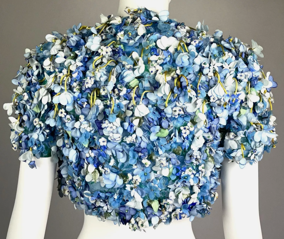 F/W 1998 Christian Dior Haute Couture by John Galliano Blue Flower Crystal Cropped Bolero Jacket