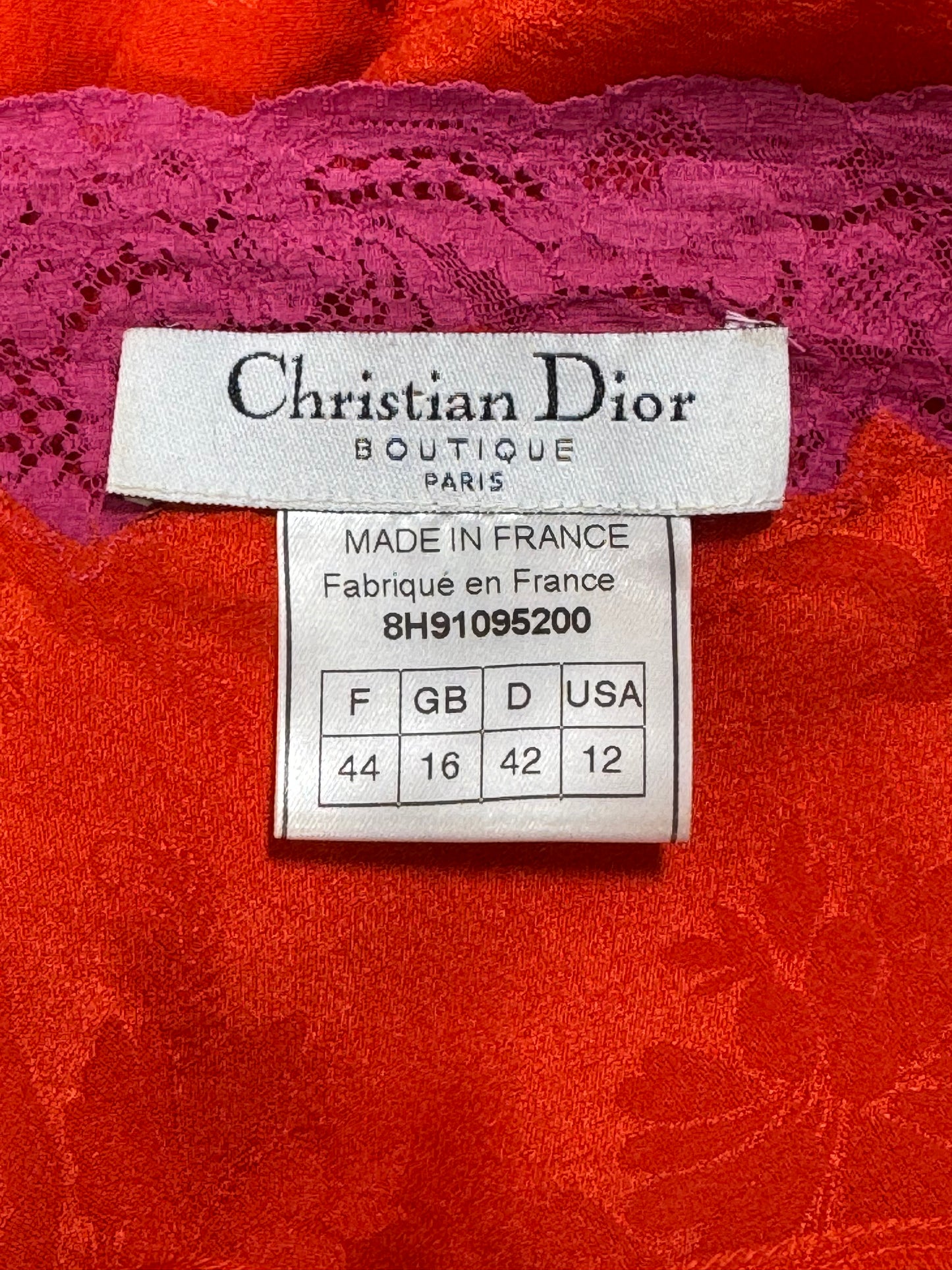 F/W 1998 Christian Dior by John Galliano Red Silk & Hot Pink Lace Sheer Chest Cami Tank Top