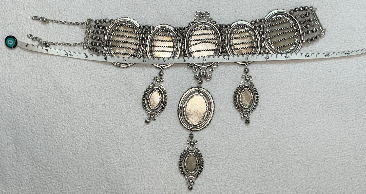 F/W 1998 Christian Dior by John Galliano Runway Large Cameo Choker Necklace & Earrings Set
