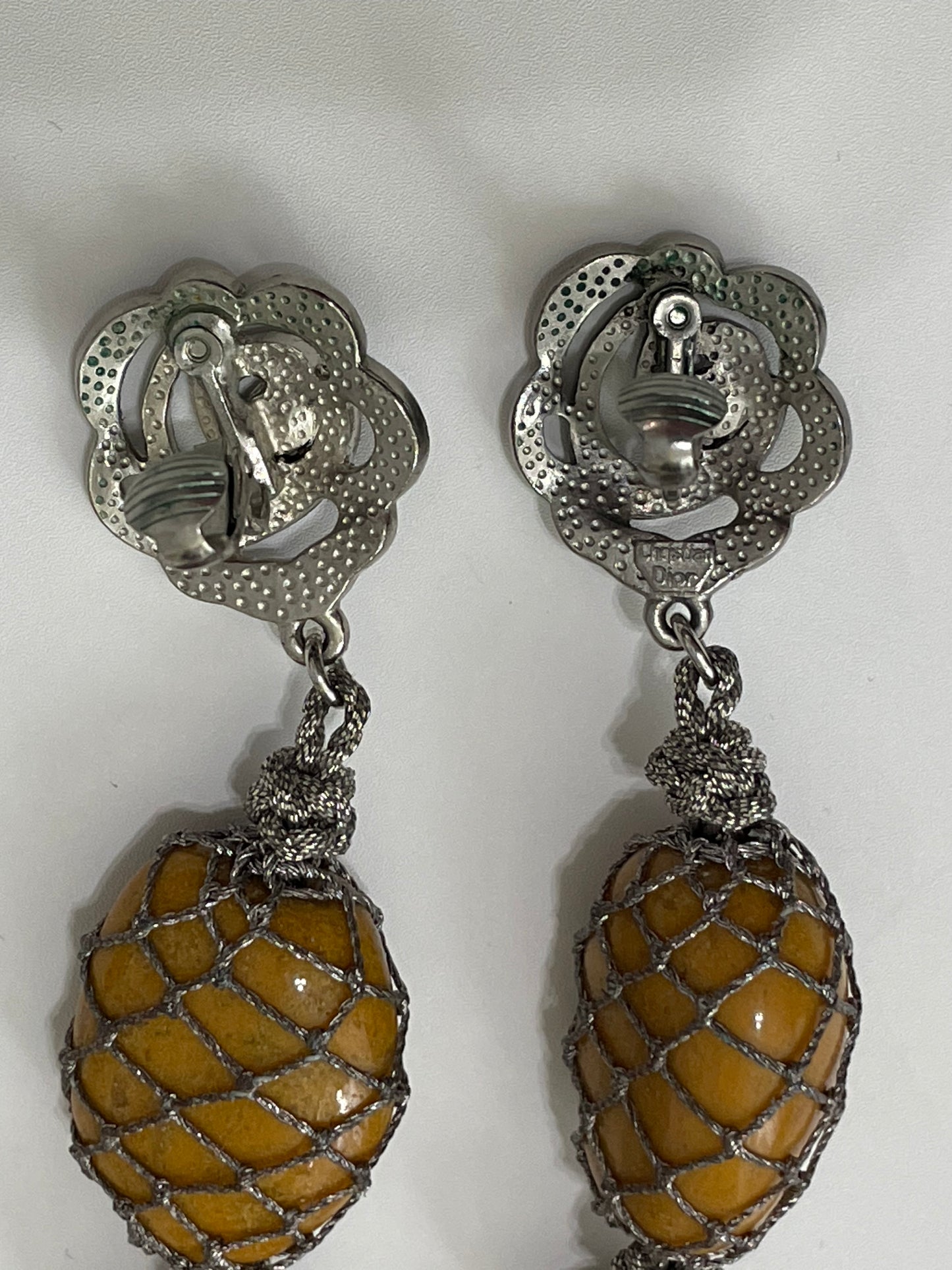 F/W 1998 Christian Dior by John Galliano 1920's Flapper Style Rose Crystal Orange Stone Drop Earrings