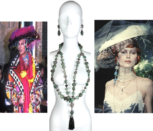 F/W 1998 Christian Dior by John Galliano Runway Large Stone & Crystal Roses Necklace & Earrings Set