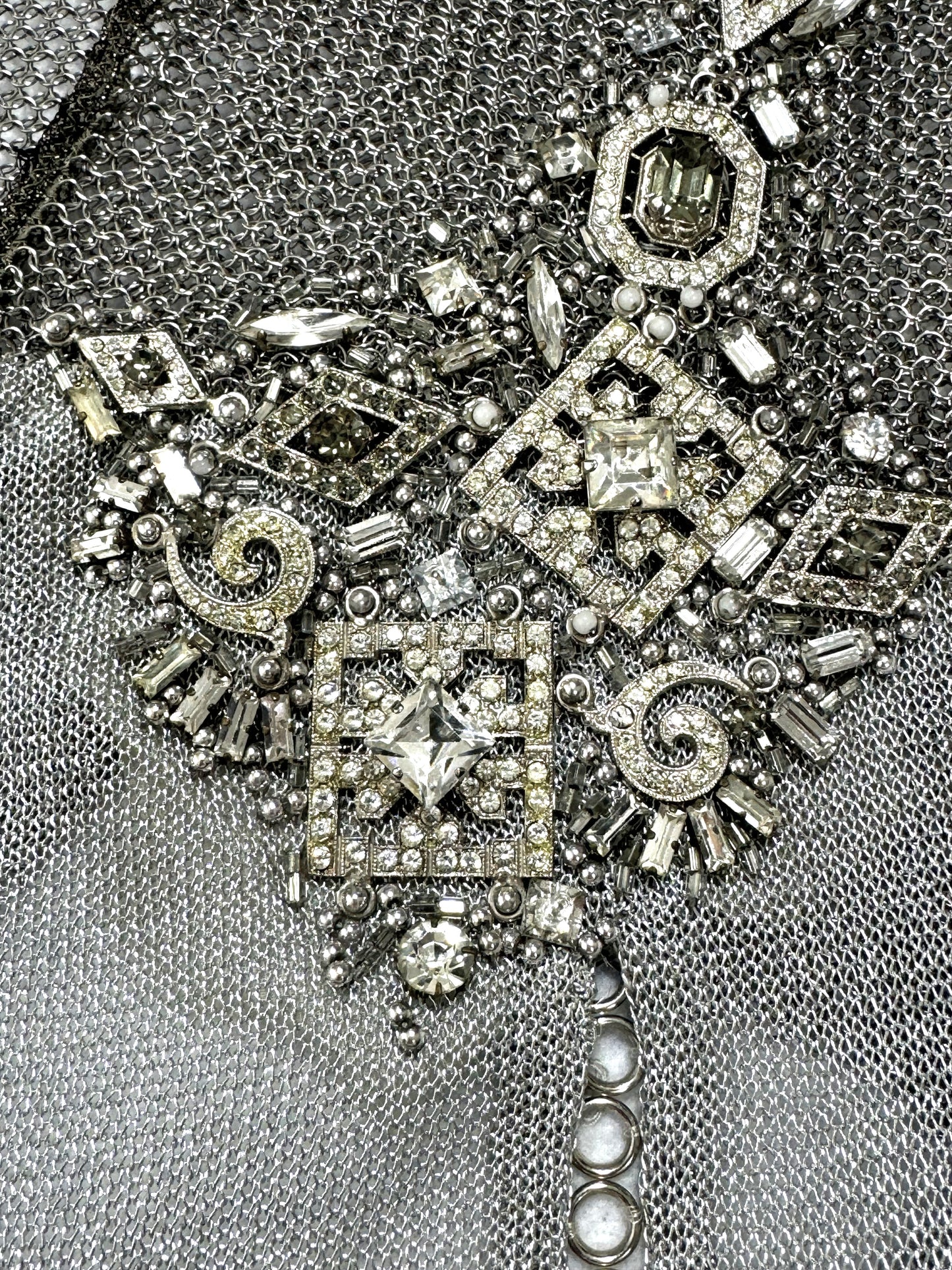 F/W 1998 Gianfranco Ferre Joan of Arc Chainmail Silver Knit Embellished Mermaid Gown Dress