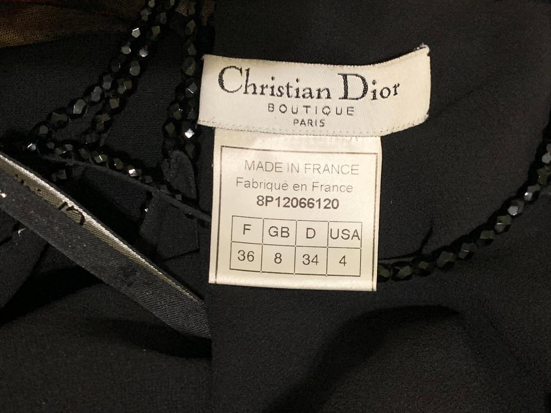 1998 Resort Christian Dior by John Galliano Runway Black Silk Beaded Choker Dress