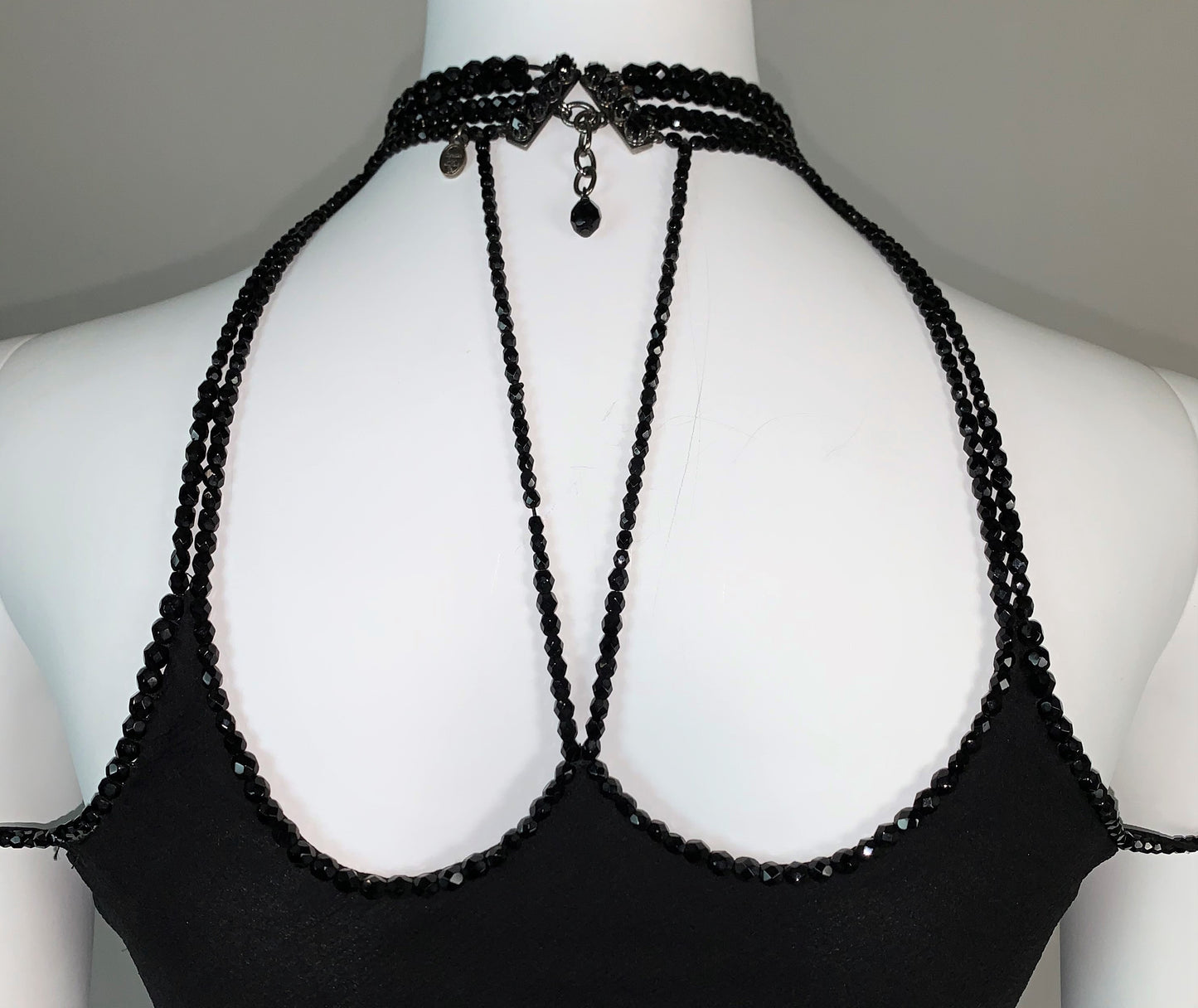 1998 Resort Christian Dior by John Galliano Runway Black Silk Beaded Choker Dress