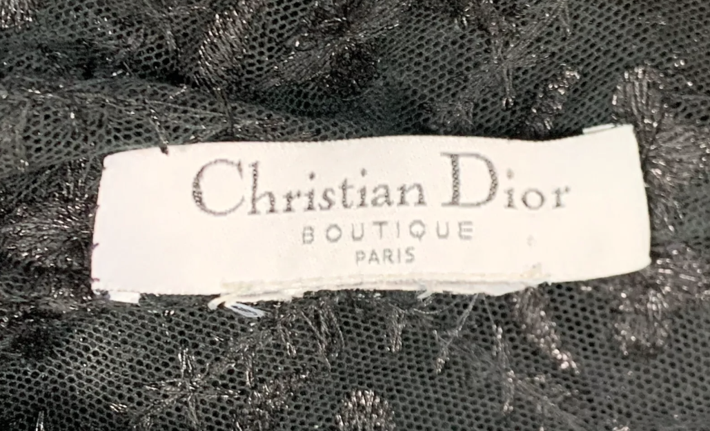 Resort 1998 Christian Dior by John Galliano Runway Old Hollywood Sheer Black Beaded Mermaid Maxi Dress