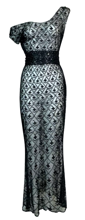 Resort 1998 Christian Dior by John Galliano Runway Old Hollywood Sheer Black Beaded Mermaid Maxi Dress