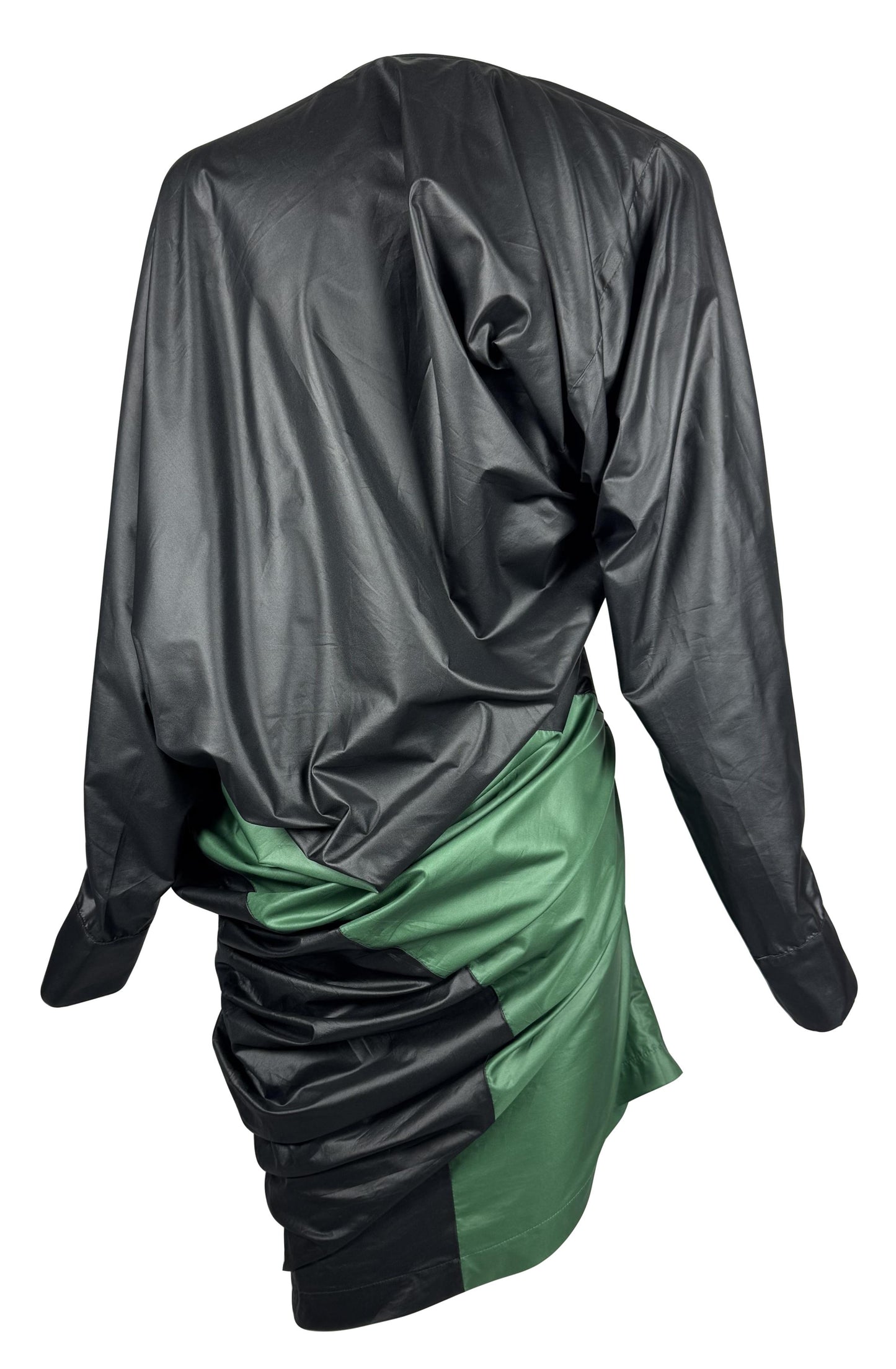 Vintage S/S 1998 Alexander McQueen Black & Green Asymmetrical Mini Dress