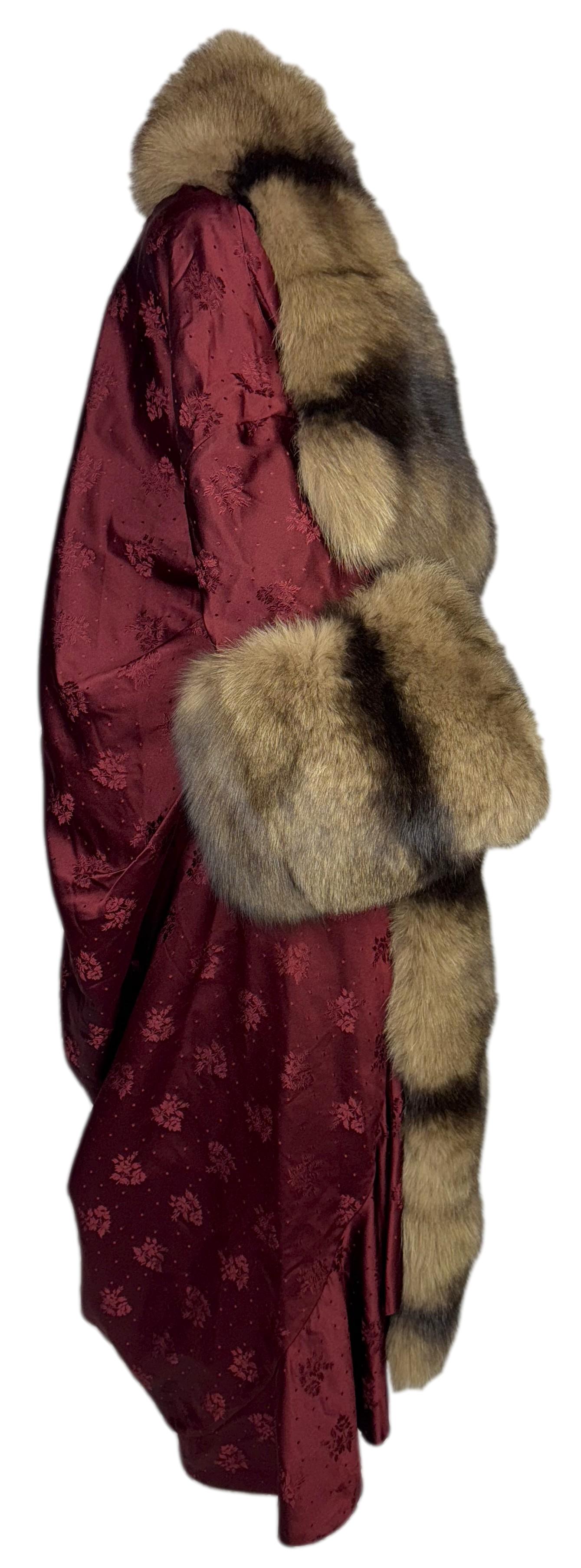 S/S 1998 Christian Dior x John Galliano EXTREMELY RARA Burgundy Opera Coat w Sable Fur
