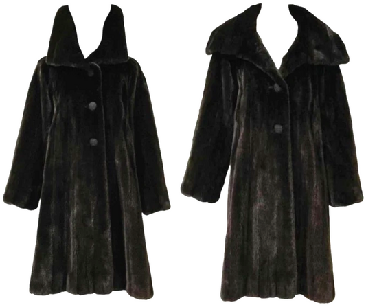 Vintage C. 1999 Christian Dior x John Galliano  1950's Style Brown Mink Fur Swing Coat