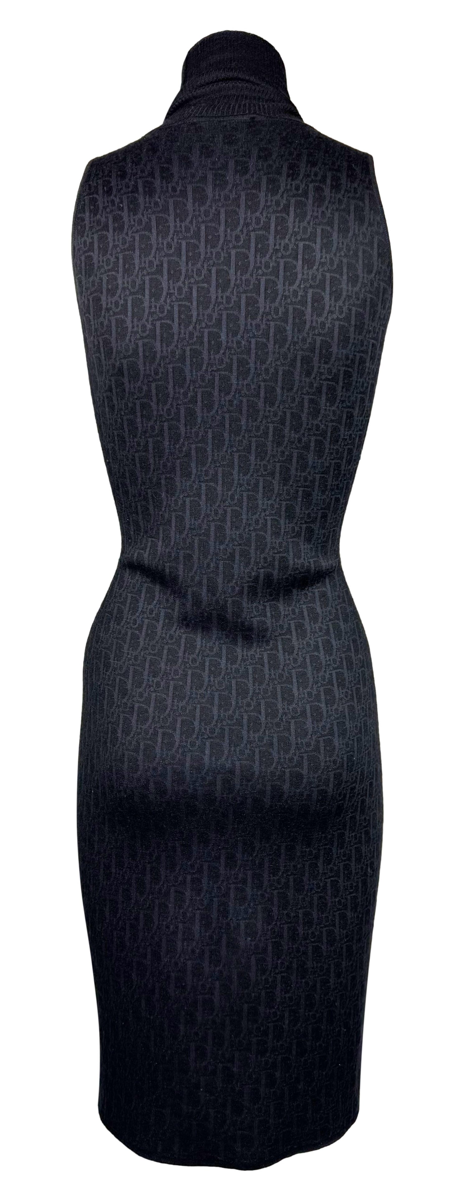 Vintage 1999 Christian Dior by John Galliano Black Logo Monogram Cashmere & Silk Bodycon Dress