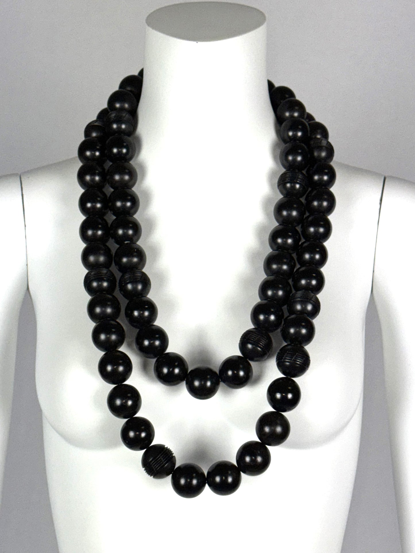Vintage 1999 Christian Dior by John Galliano Large Ebony Wood Necklace & Wide Cuff Bracelet