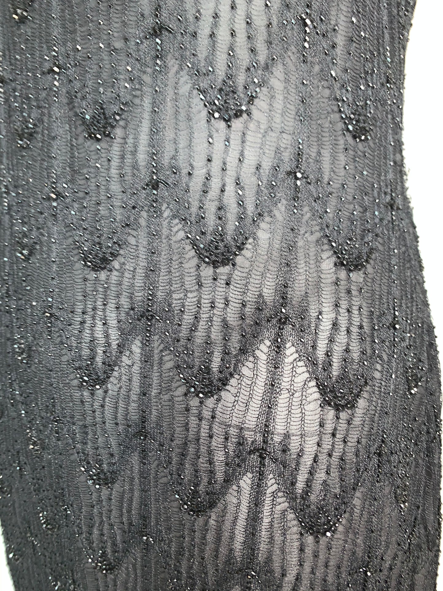 1999 Christian Dior by John Galliano Sheer Black Beaded 1920's Style Maxi Dress