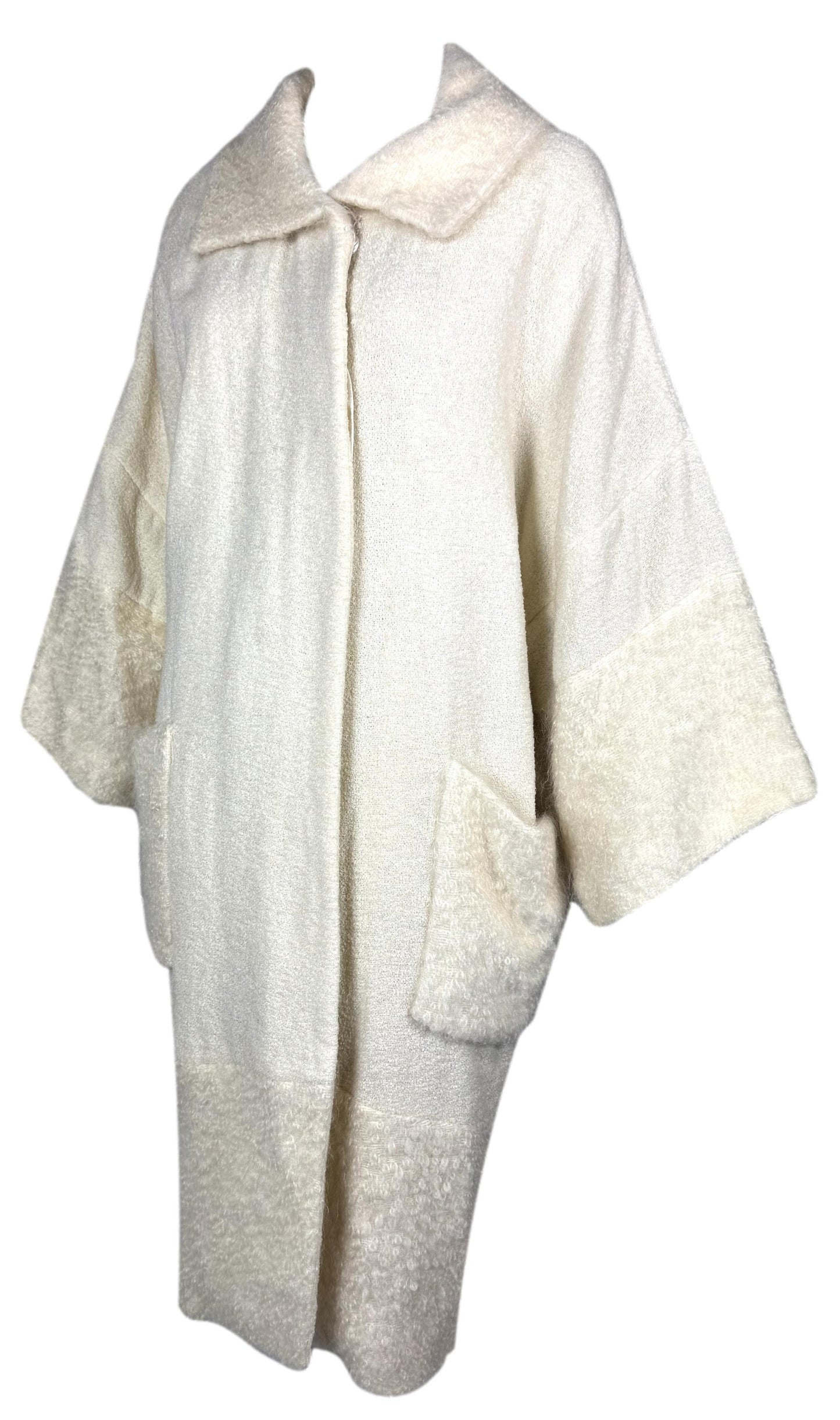 F/W 1999 Christian Dior x John Galliano 1920's Flapper Style Ivory Cocoon Long Coat jacket