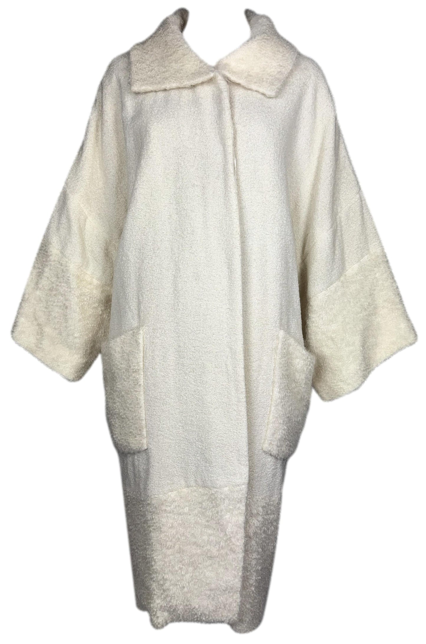 F/W 1999 Christian Dior x John Galliano 1920's Flapper Style Ivory Cocoon Long Coat jacket