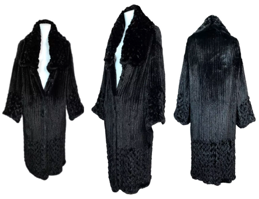 Vintage F/W 1999 Christian Dior by John Galliano Black Knit Mink Opera Coat Jacket