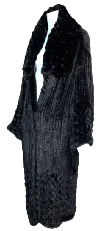 Vintage F/W 1999 Christian Dior by John Galliano Black Knit Mink Opera Coat Jacket