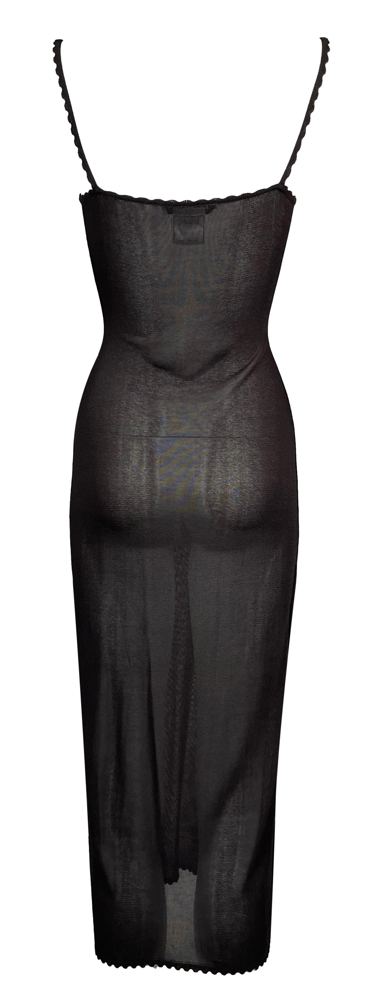 F/W 1999 Christian Dior by John Galliano Sheer Brown Knit Bodycon Midi Dress