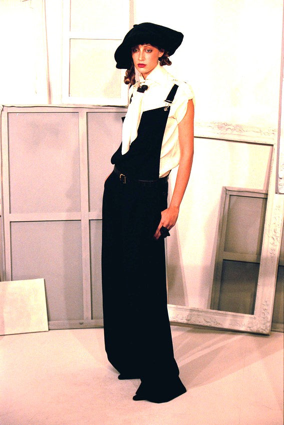 F/W 1999 Christian Dior by John Galliano Runway Black Wide Leg Jumpsuit Overalls