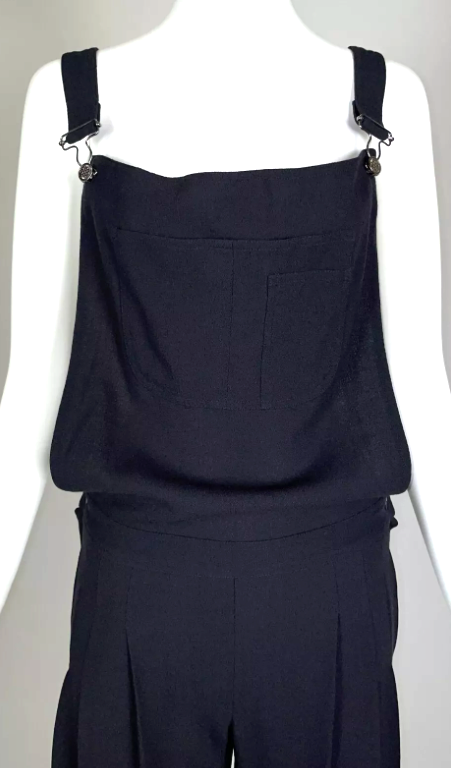 F/W 1999 Christian Dior by John Galliano Runway Black Wide Leg Jumpsuit Overalls