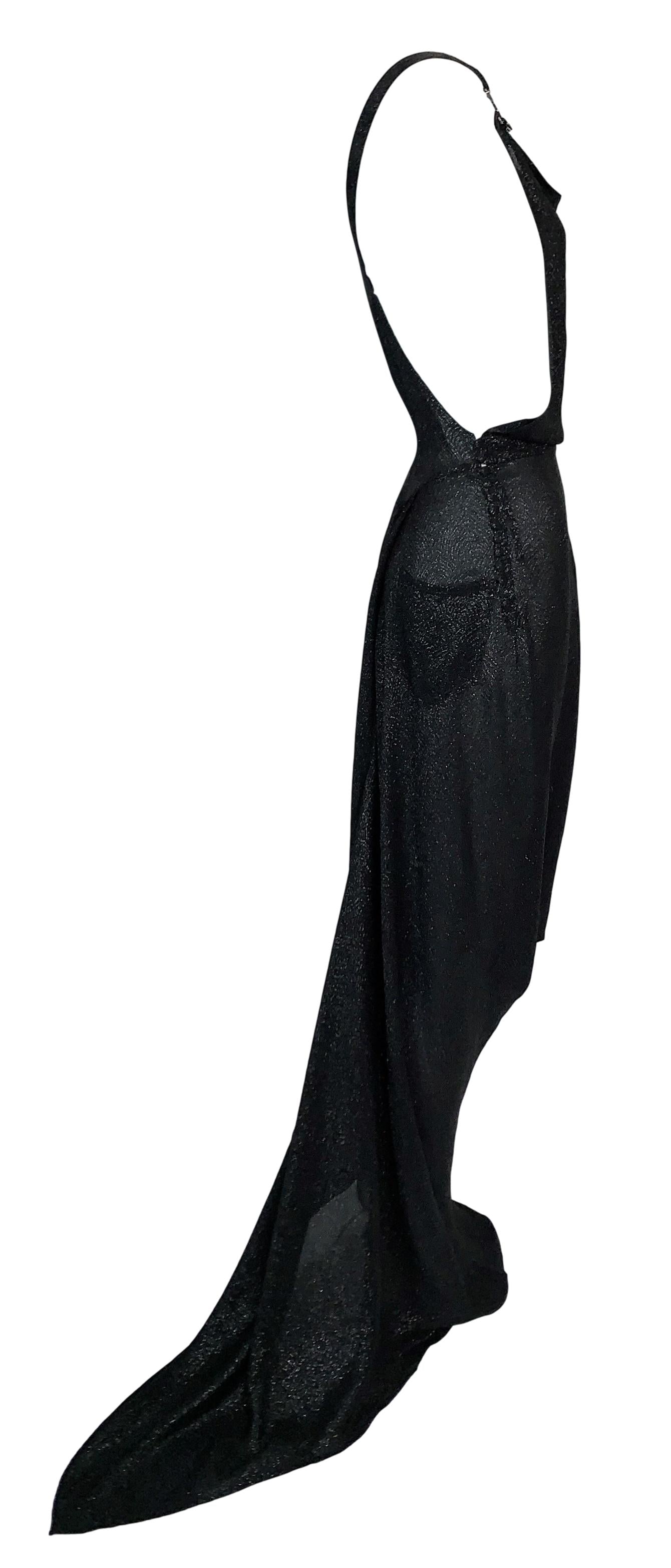 F/W 1999 Christian Dior by John Galliano Runway Sheer Glitter Black Suspender Dress