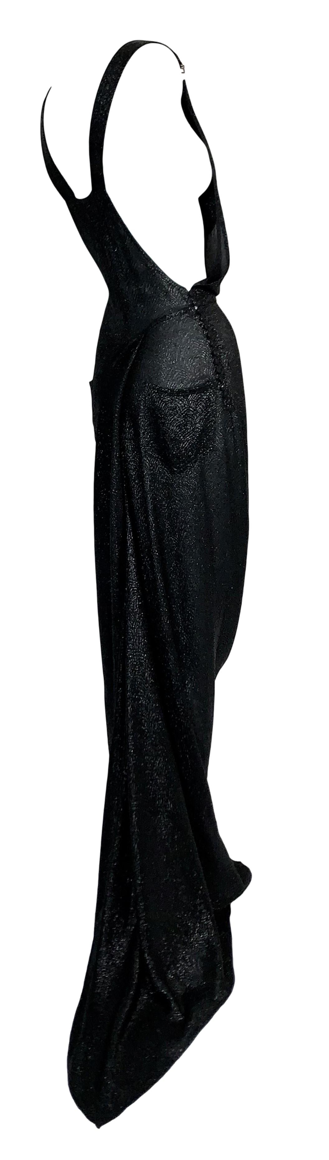 F/W 1999 Christian Dior by John Galliano Runway Sheer Glitter Black Suspender Dress
