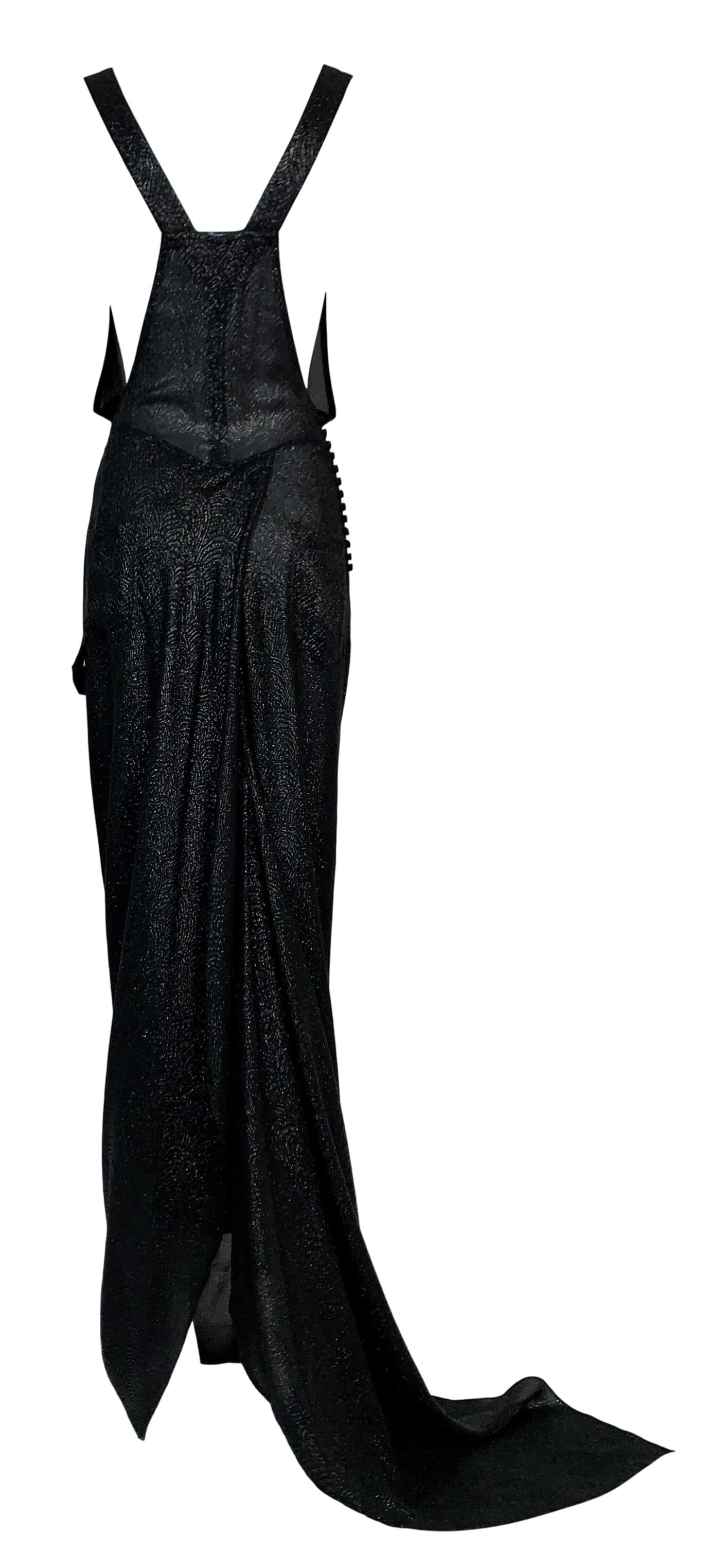 F/W 1999 Christian Dior by John Galliano Runway Sheer Glitter Black Suspender Dress