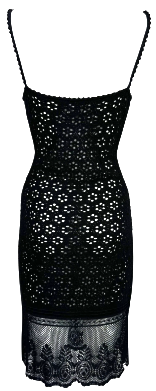 F/W 1999 Christian Dior x John Galliano Sheer Black Bodycon Fuzzy Knit Mini Dress