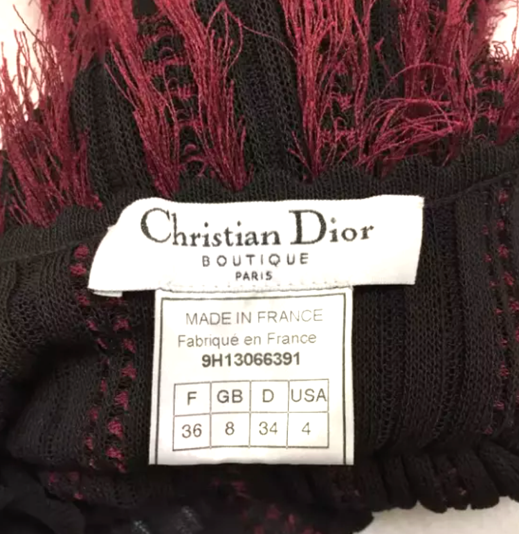F/W 1999 Christian Dior by John Galliano Brown & Red Sheer Eyelash Fringe Bodycon Wiggle Maxi Dress