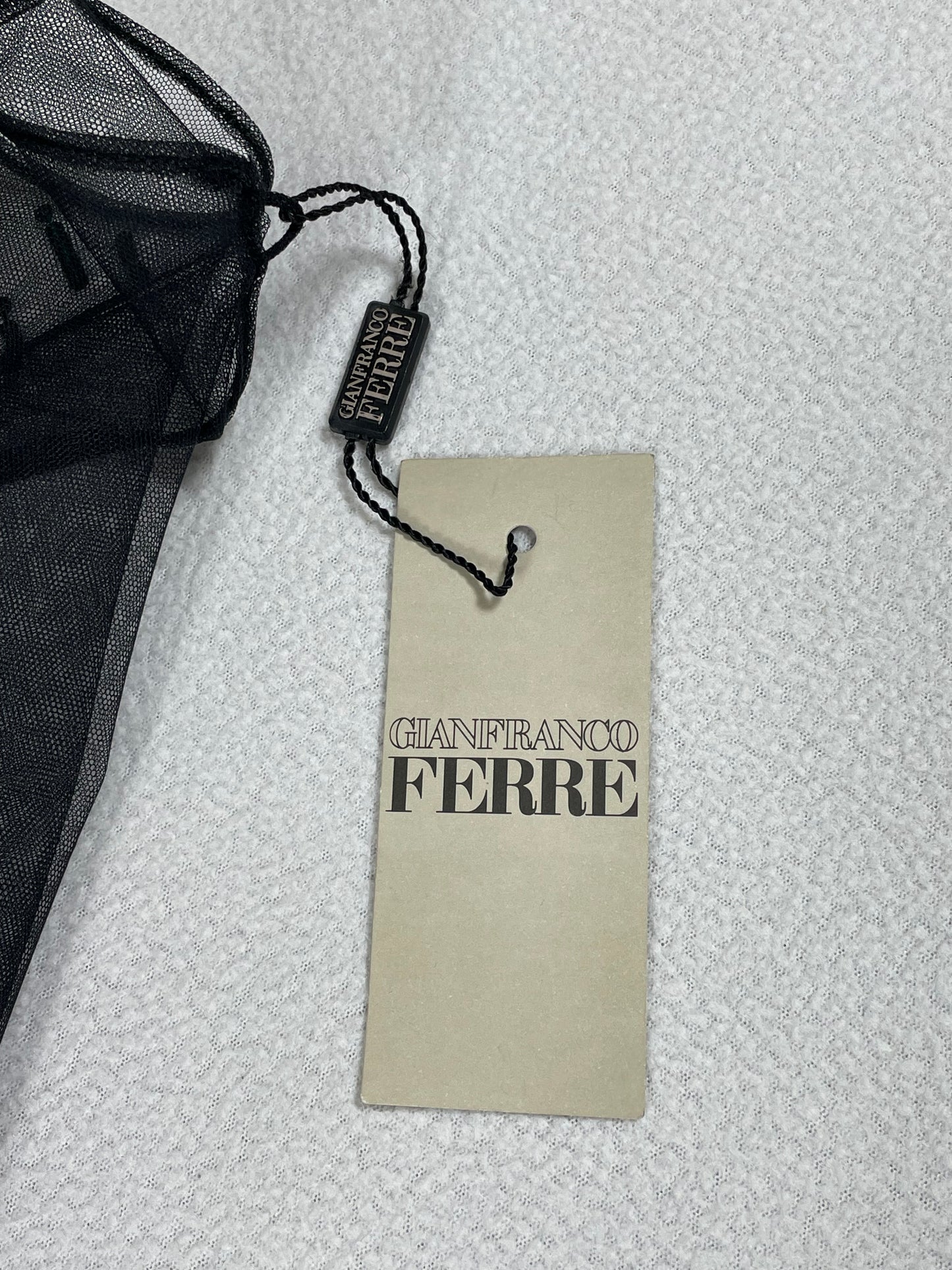 F/W 1999 Gianfranco Ferre Sheer Black Embellished Mesh Maxi Dress
