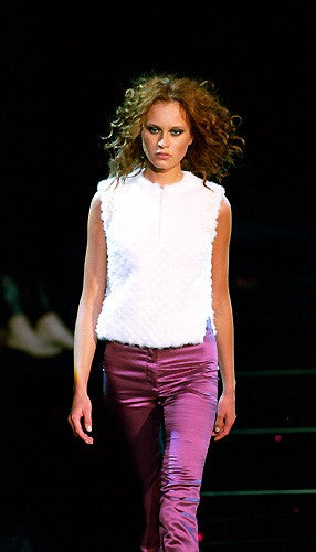 Vintage F/W 1999 Gianni Versace Runway Ivory Mink Fur Vest Top
