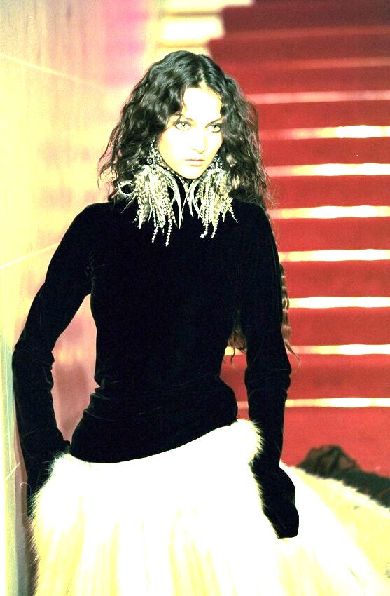 1997 & 1999 Jean Paul Gaultier Haute Couture Runway Velvet Goth Bell Sleeve Top & Wide Leg Tuxedo Pants Set