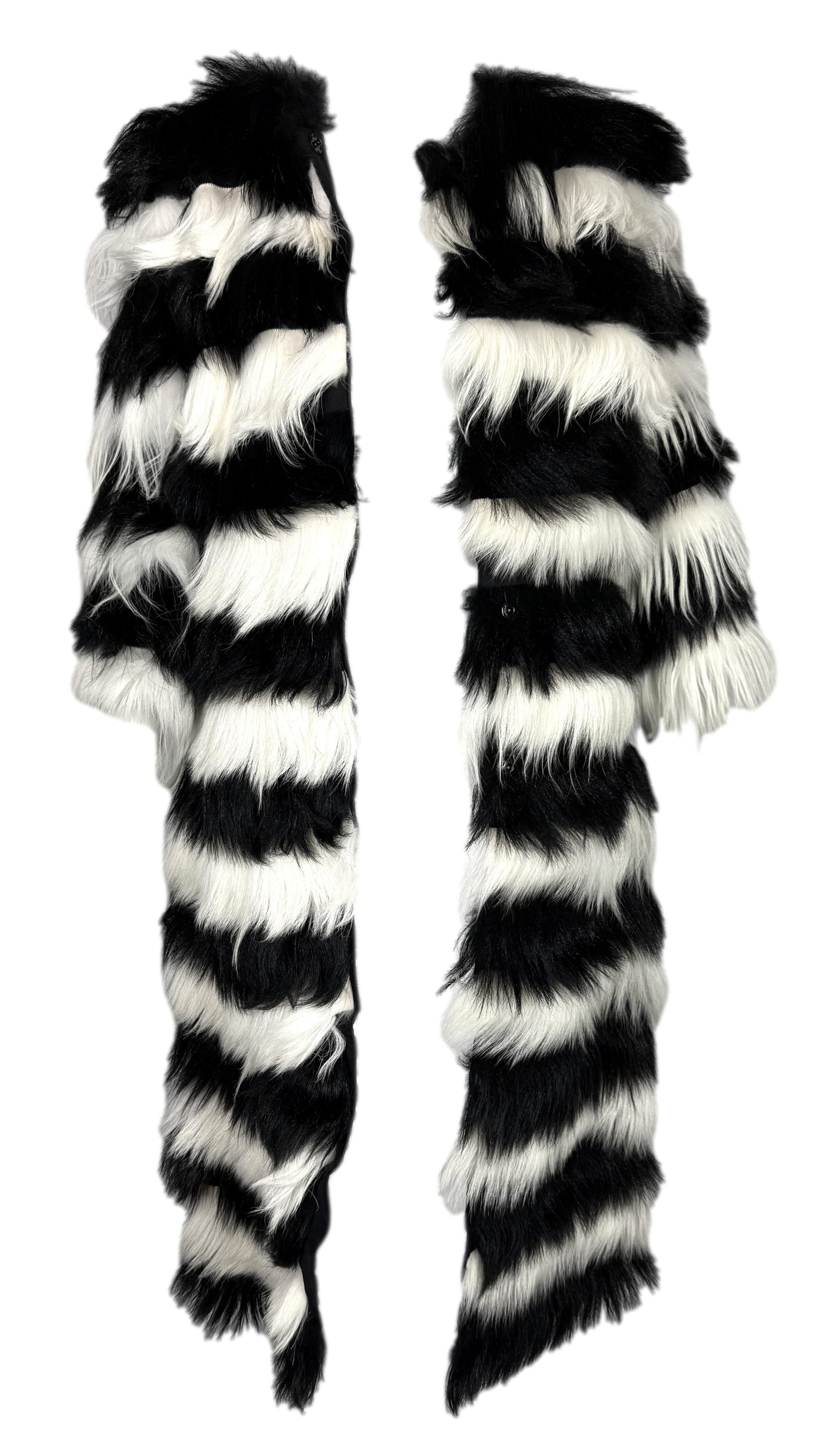 NWT F/W 1999 Dolce & Gabbana Runway Black & White Shaggy Fur Long Coat
