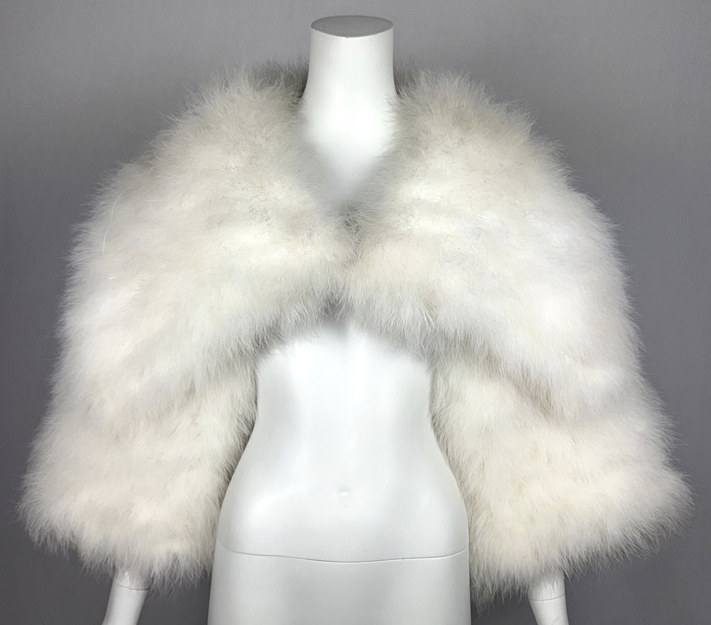 F/W 2000 John Galliano Runway White Feather Chubby Cropped Jacket