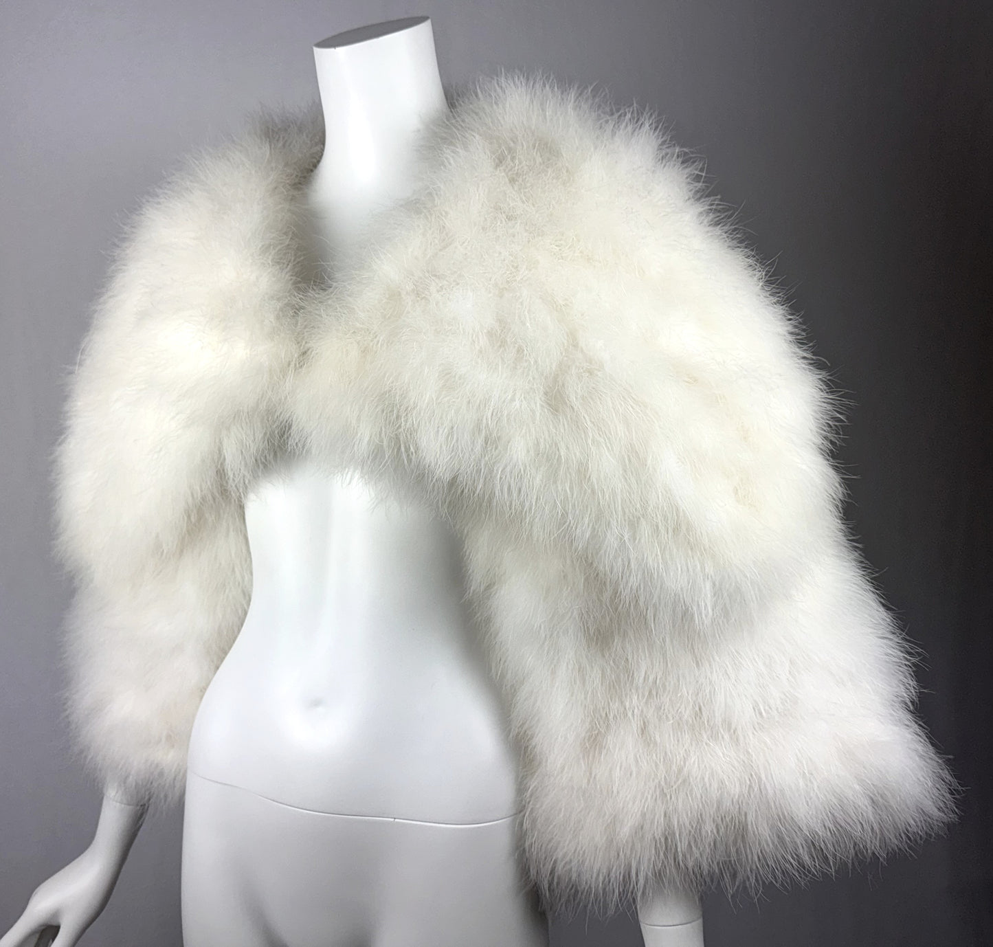 F/W 2000 John Galliano Runway White Feather Chubby Cropped Jacket