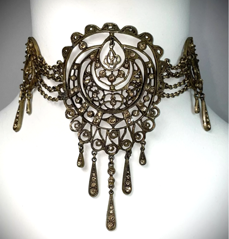 S/S 1999 Christian Dior by John Galliano Large Antique Bronze Choker Necklace