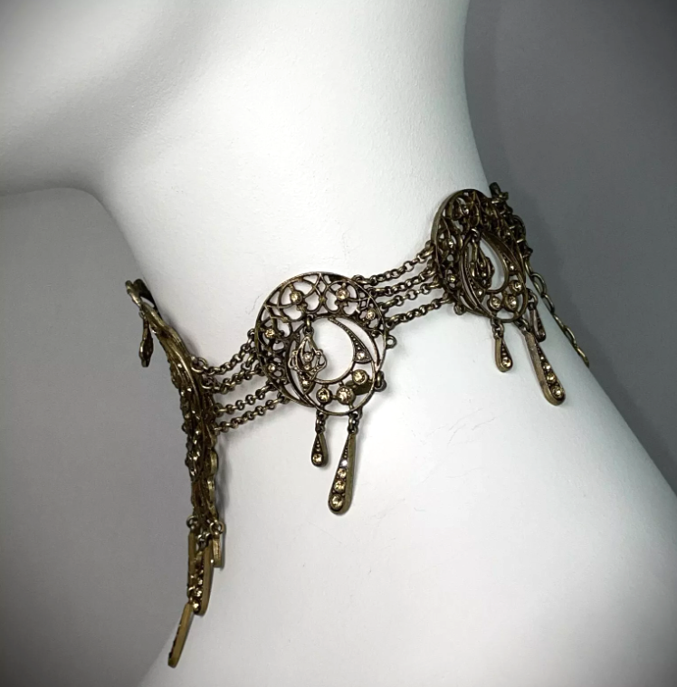 S/S 1999 Christian Dior by John Galliano Large Antique Bronze Choker Necklace