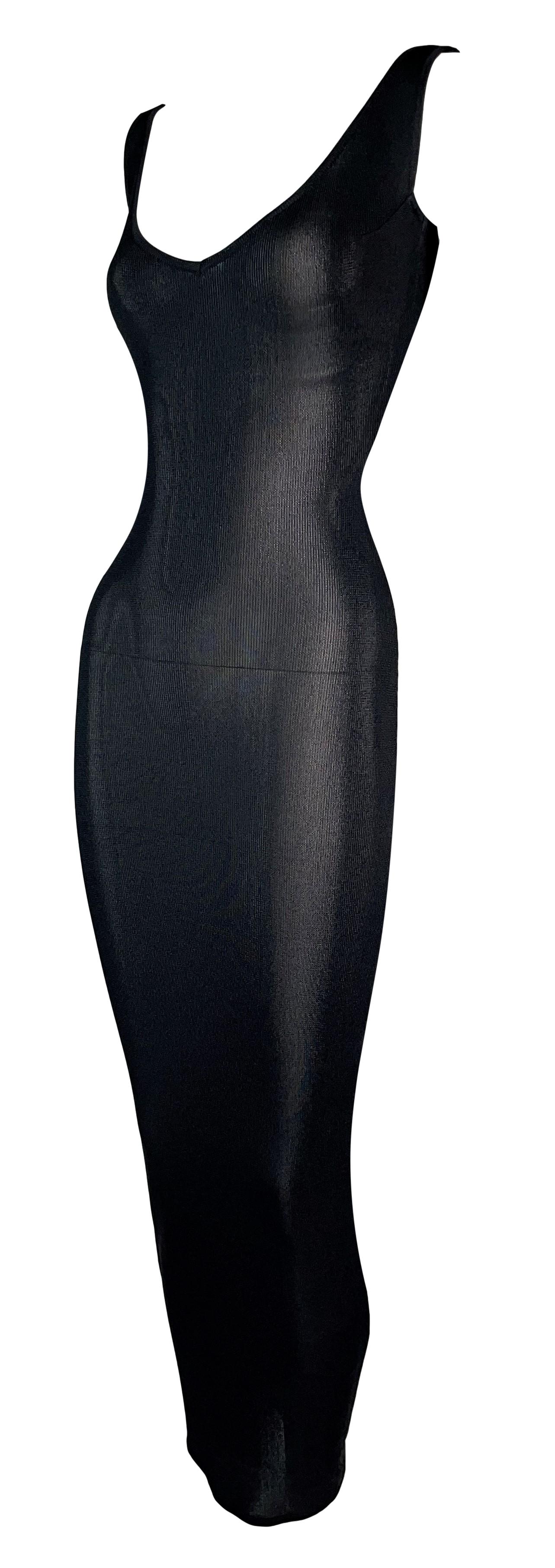 Vintage S/S 1999 Christian Dior by John Galliano Black Pin-Up Bodycon Wiggle Maxi Dress