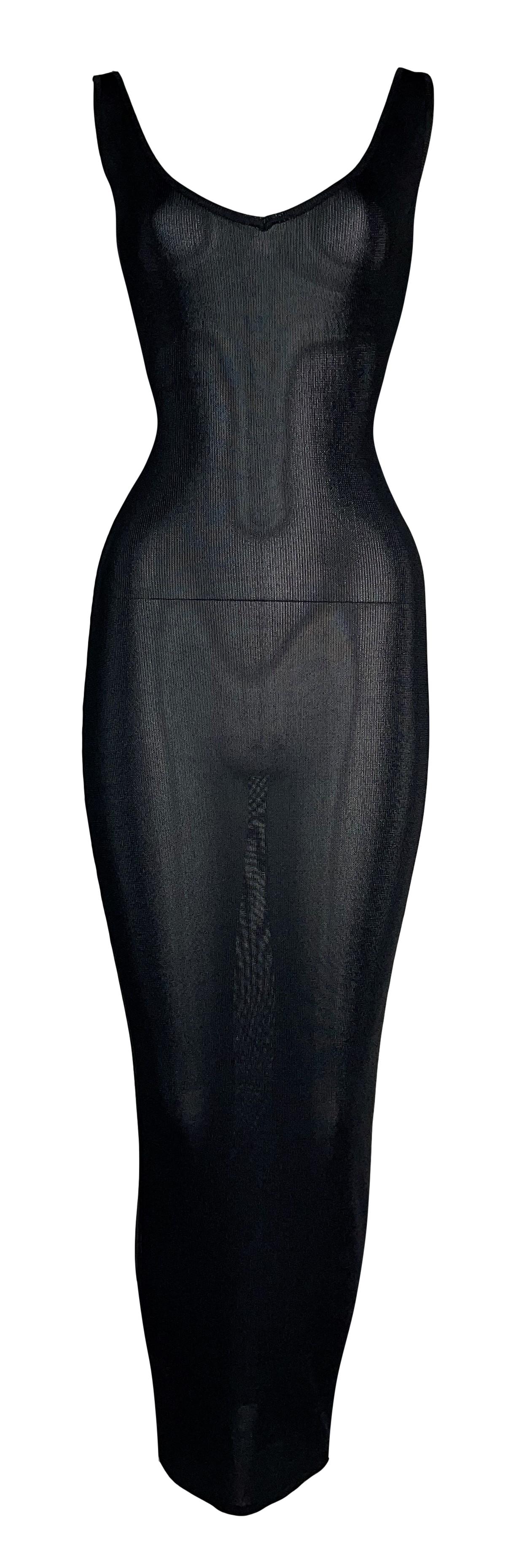 Vintage S/S 1999 Christian Dior by John Galliano Black Pin-Up Bodycon Wiggle Maxi Dress