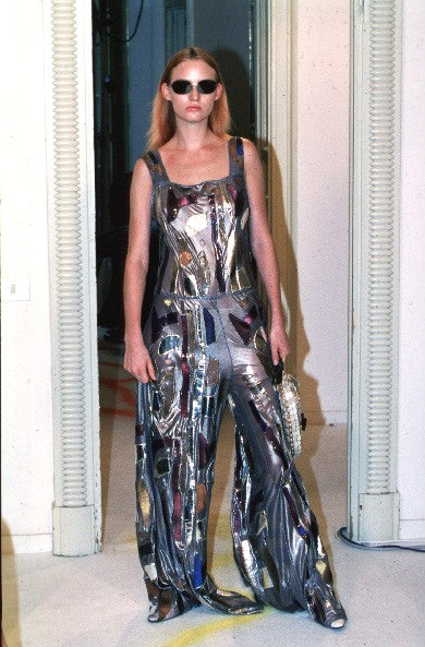 S/S 1999 Fendi by Karl Lagerfeld Runway Sheer Gold Wide Leg Jumpsuit