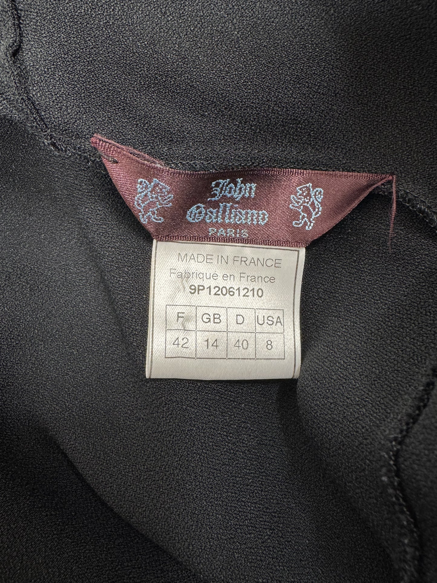 Vintage S/S 1999 John Galliano Black Satin Plunging V Classic 1920's Style Midi Slip Dress