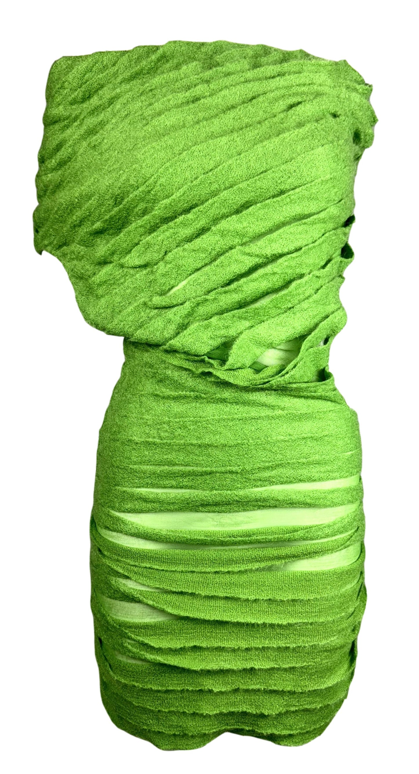 NWT F/W 1999 Fendi by Karl Lagerfeld Green Sheer Mesh Cut-Out Mini Dress