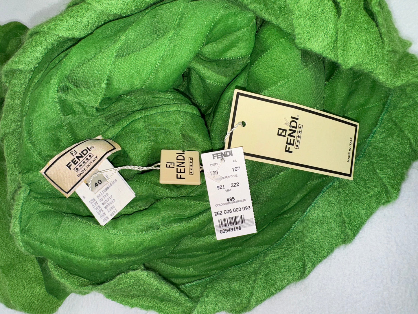 NWT F/W 1999 Fendi by Karl Lagerfeld Green Sheer Mesh Cut-Out Mini Dress