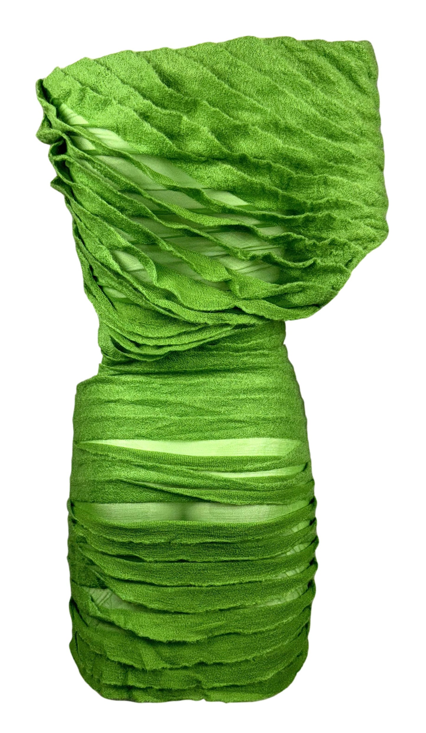 NWT F/W 1999 Fendi by Karl Lagerfeld Green Sheer Mesh Cut-Out Mini Dress