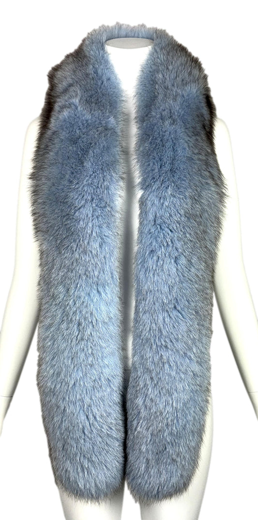 F/W 2000 Christian Dior by John Galliano Blue Fox Fur Large Wrap Scarf